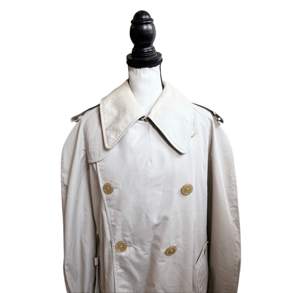 AQUASCUTUM Aqua 5 Tan Beige Belted Long Trench Coat Men’s Size Large - Picture 7 of 12